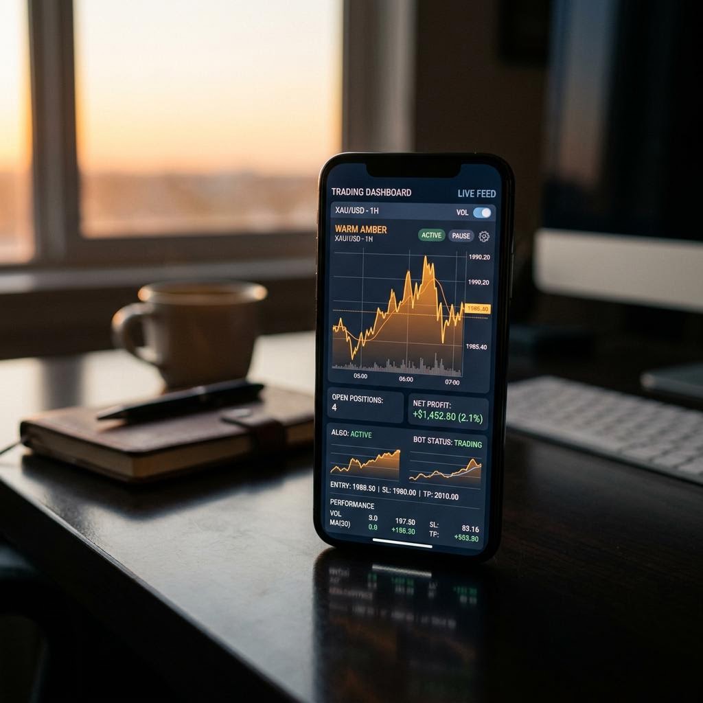 MentefinanceETH KI-Krypto-Trading-Plattform Dashboard auf einem Smartphone